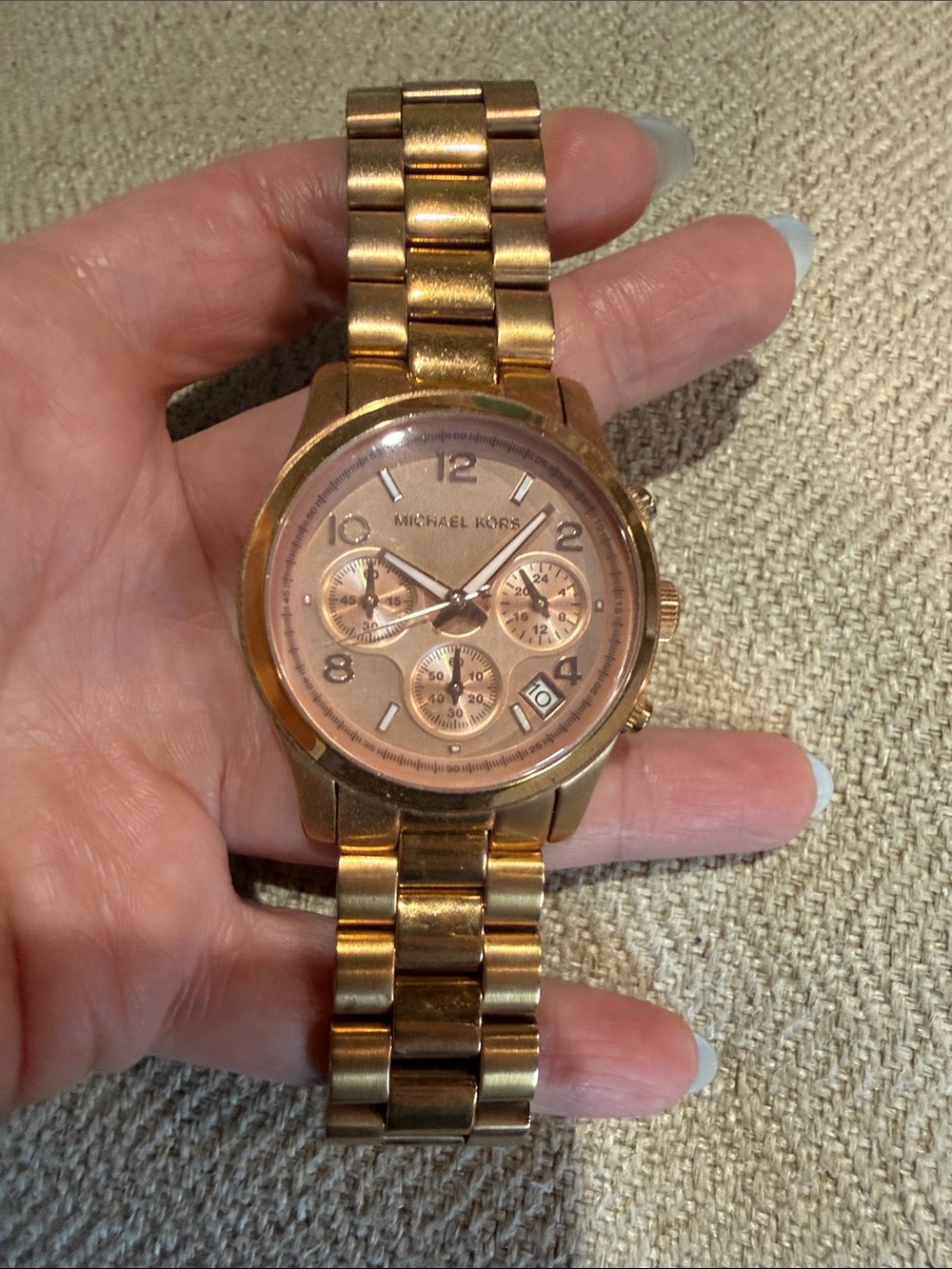 Michael Kors Rose Gold-Tone Stainless Steel Chronograph Watch